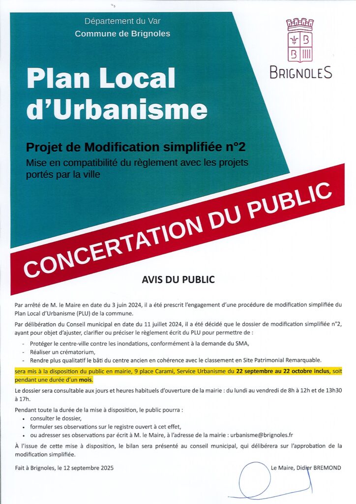 Plan Local d'Urbanisme : concertation du public Ville de Brignoles