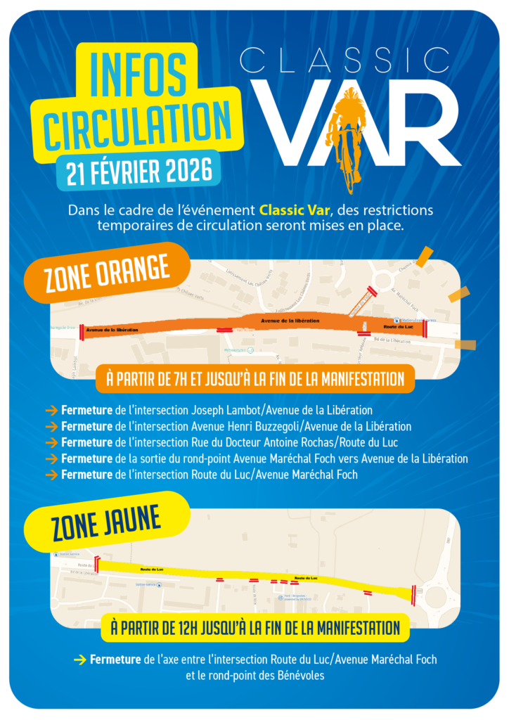 Classic Var – Contraintes de circulation à Brignoles le 21 février Ville de Brignoles Classic Var – Contraintes de circulation à Brignoles le 21 février Ville de Brignoles