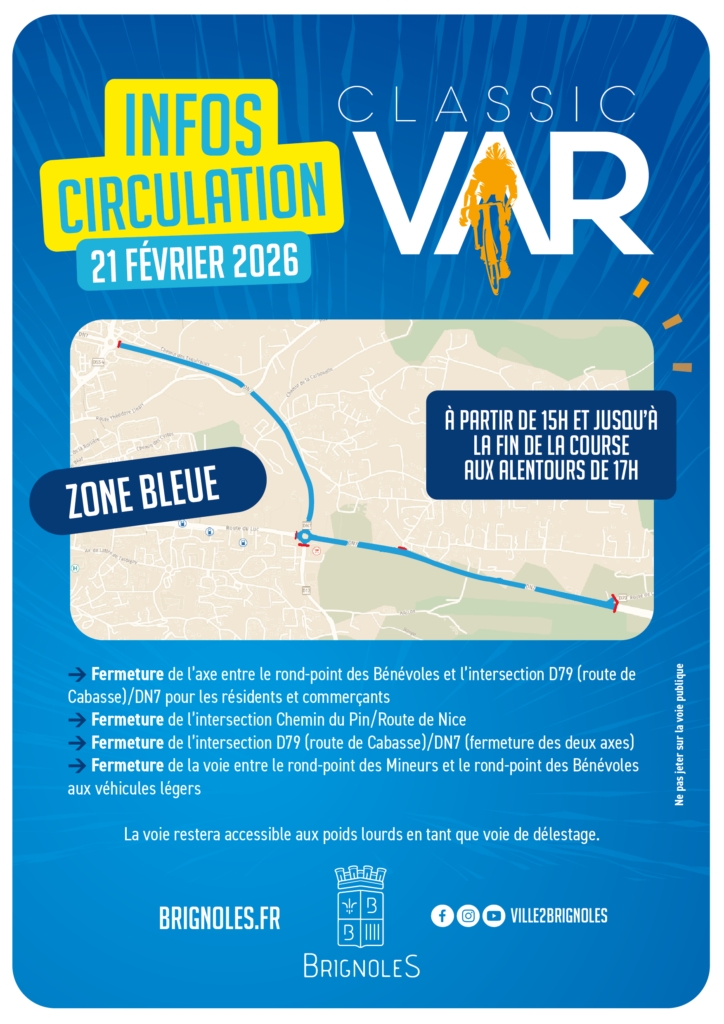 Classic Var – Contraintes de circulation à Brignoles le 21 février Ville de Brignoles Classic Var – Contraintes de circulation à Brignoles le 21 février Ville de Brignoles