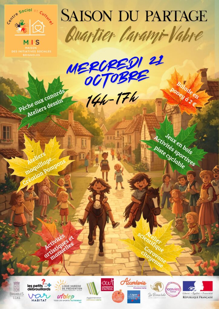 Saison du partage 2026 : rendez-vous le 21 octobre dans le quartier Carami/Vabre Ville de Brignoles